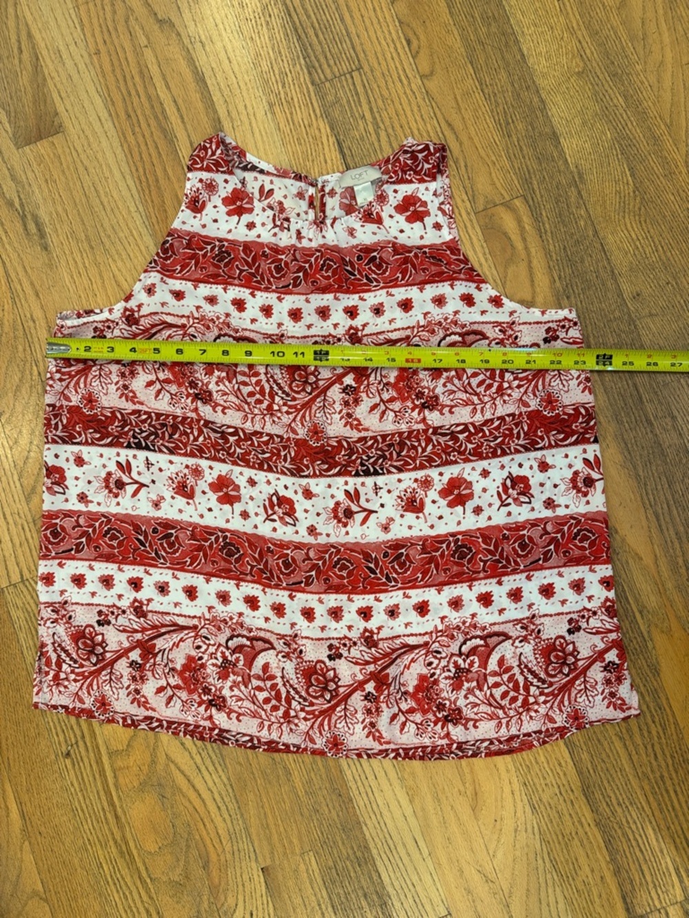 LOFT Outlet Red and White Floral Tank Top Size:XL - Picture 5 of 9